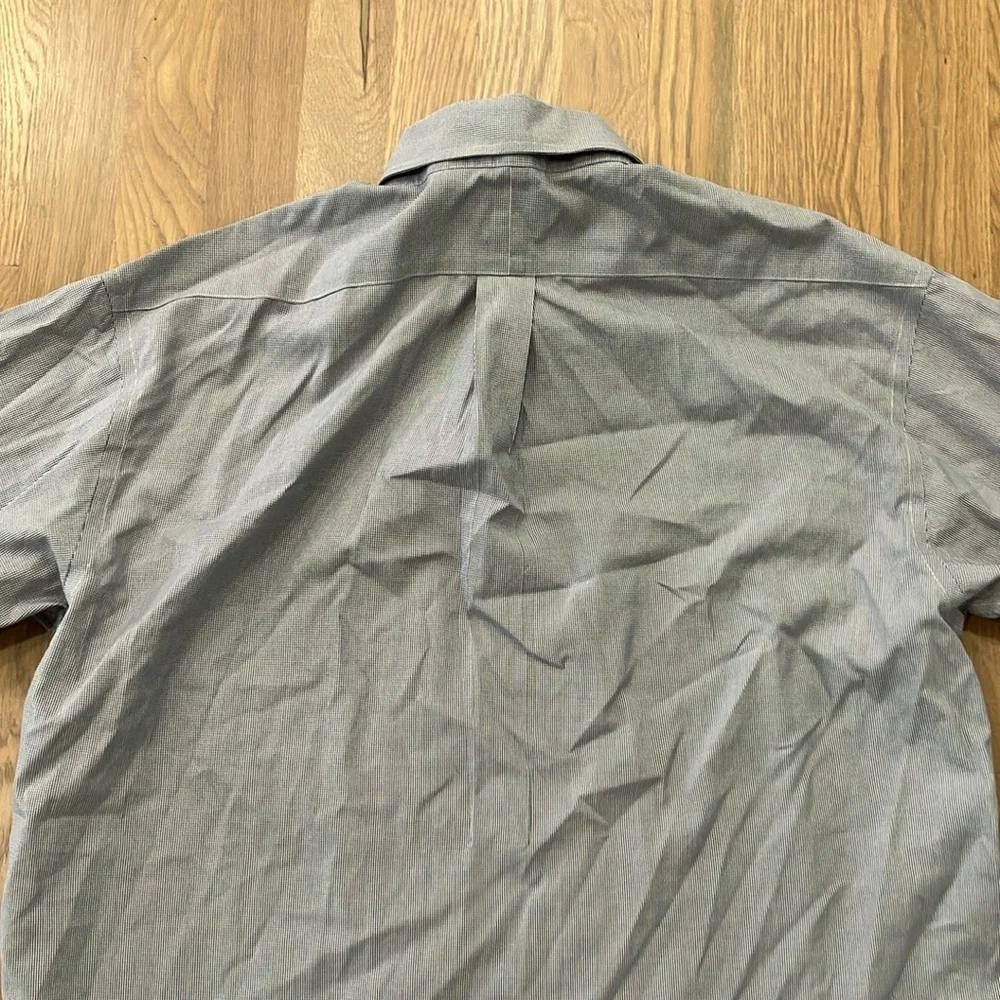 Jos. A. Bank Men’s Traveler’s Collection Gray White Cotton Button Down Shirt Top